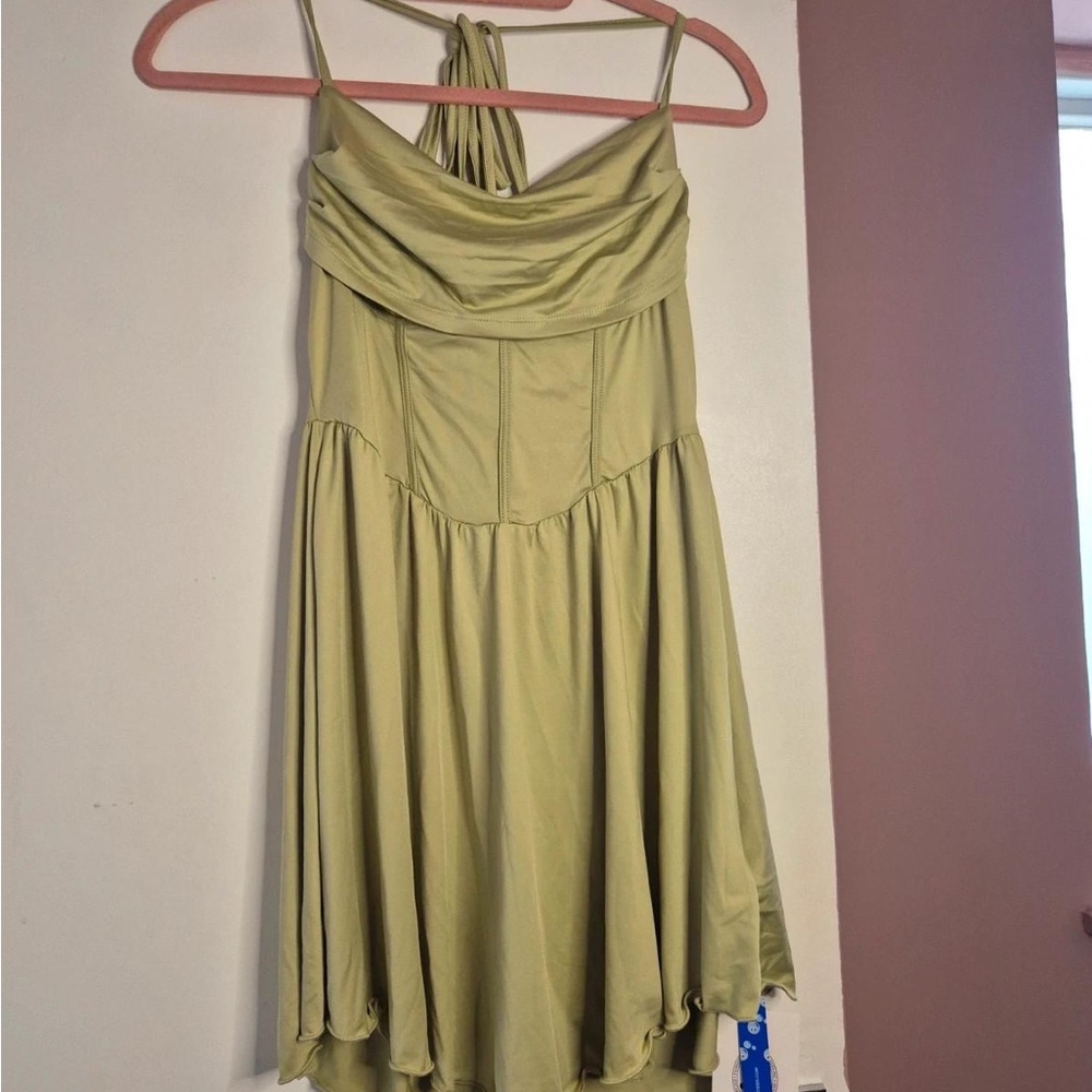 Elegant Green Halter Dress